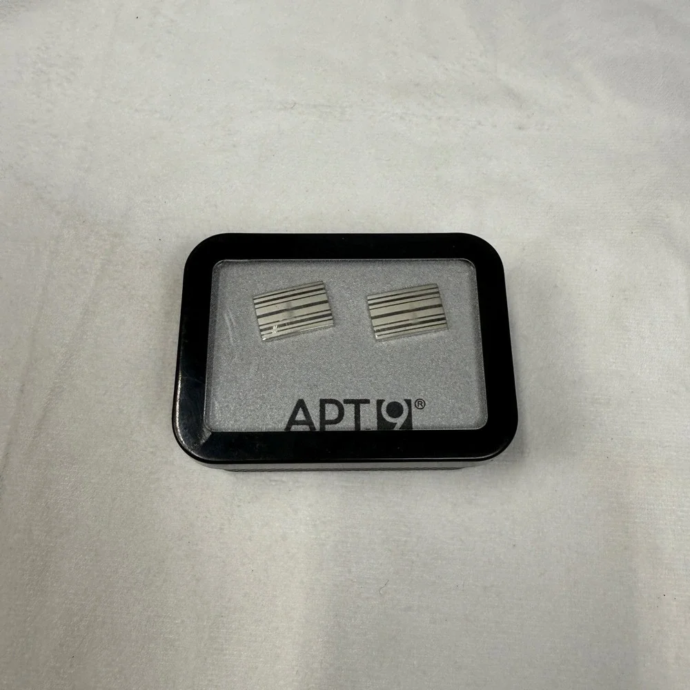 Apt‎ 9 Mens Silver Tone Striped Rectangular Cufflinks 61AN43X006 New in Box